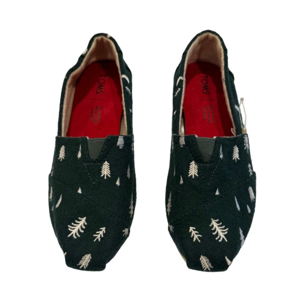 TOMS Classic Alpargata Flats Size 5.5 NWT Green Tree Print Canvas Slip On - Picture 4 of 6